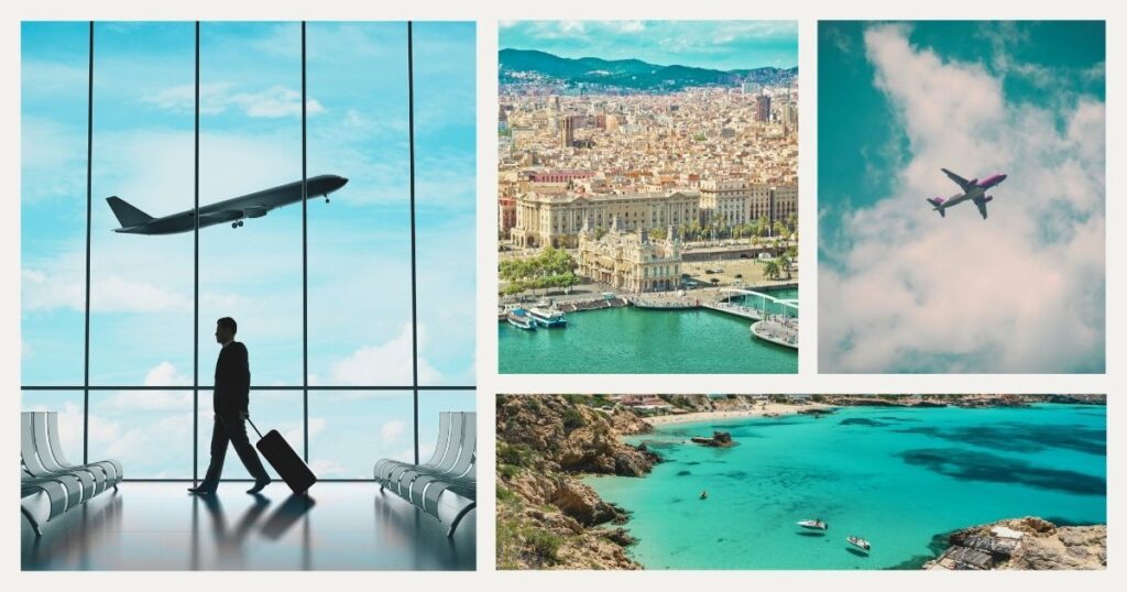 man taking a flight to Ibiza