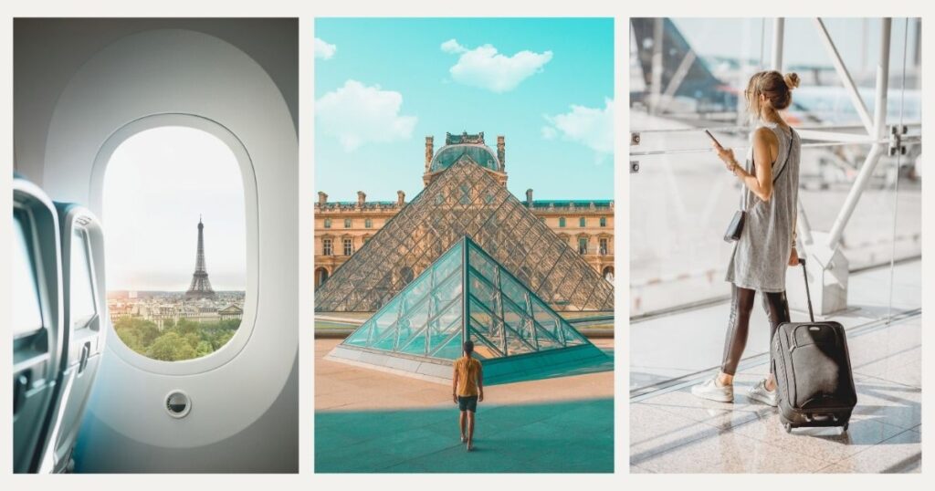 woman flying from Paris to Barcelona