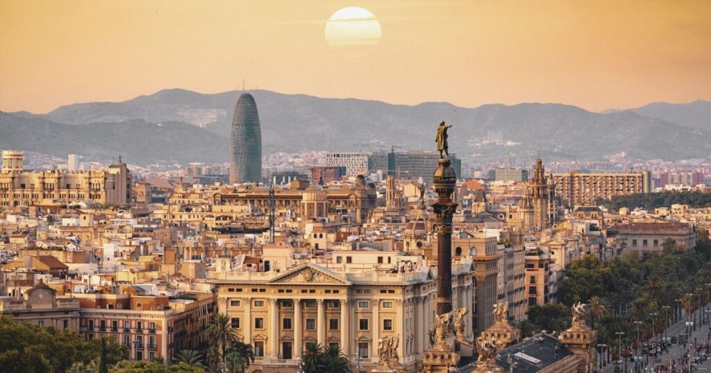 nice view of Barcelona sunrise
