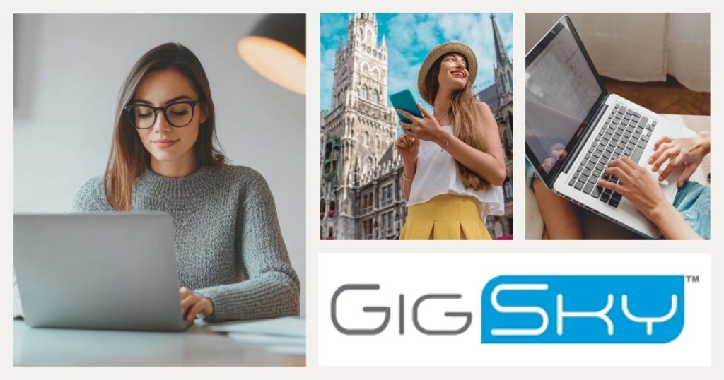 mujer joven conociendo la esim de Gigsky