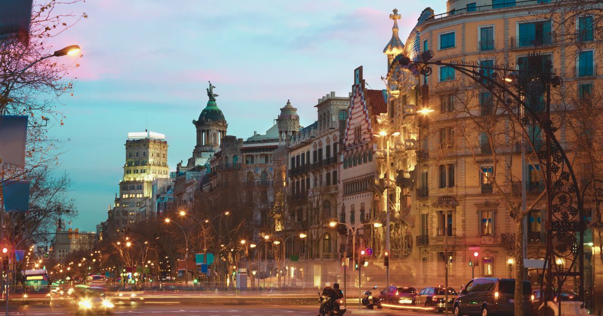 Gracia at night in Barcelona