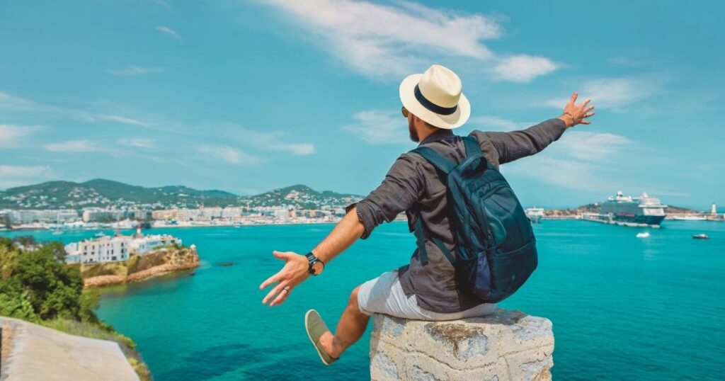 man exploring Barcelona beaches