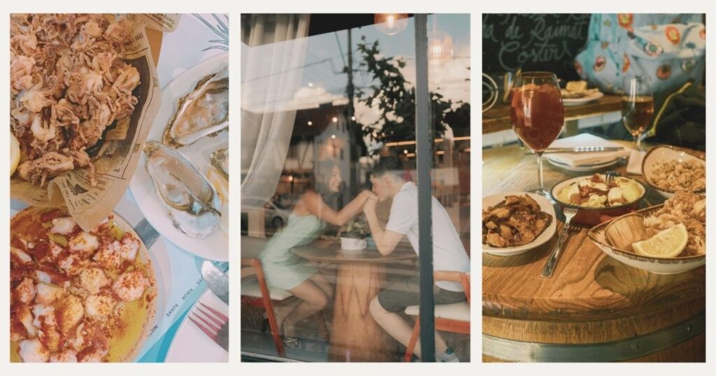 couple in a romantic dining in Barcelona