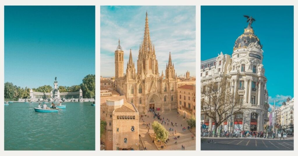views of Madrid and Barcelona city