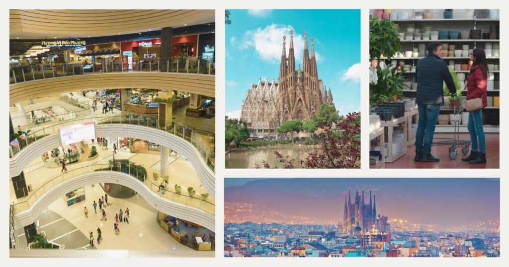 couple visiting a luxury shopping in Barcelona