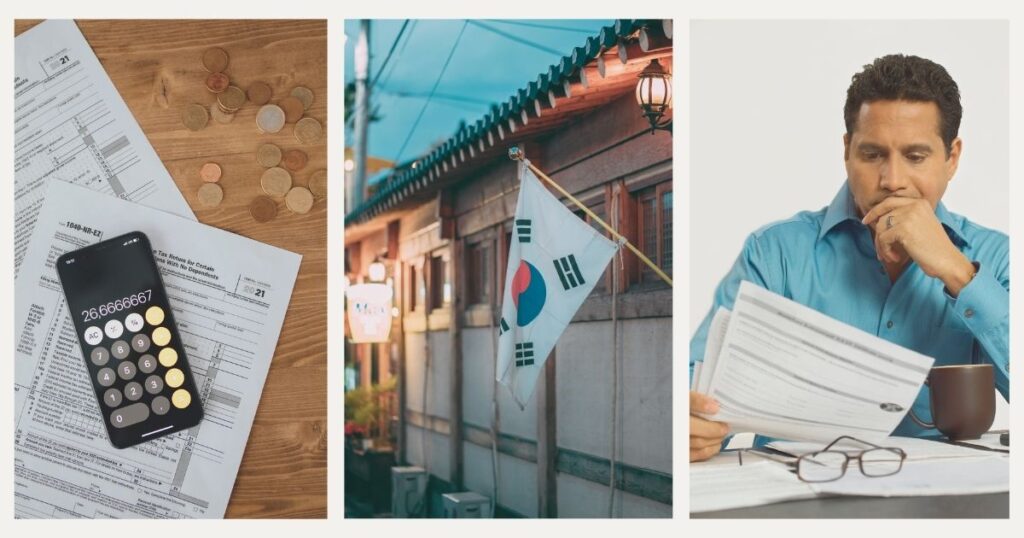 hombre calculando los impuestos para pagar en Corea del Sur