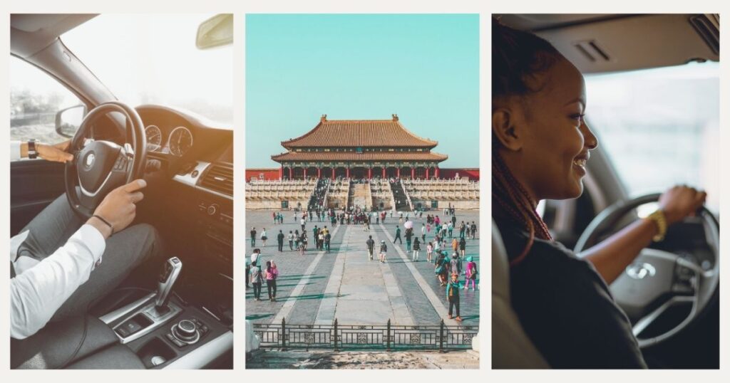 personas conduciendo coche en China