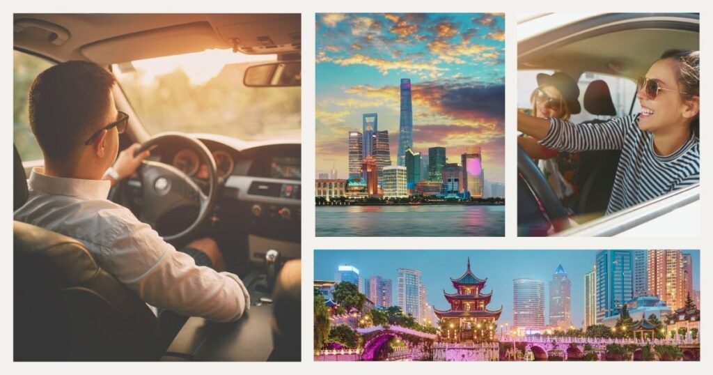 personas conduciendo coche en China con la licencia convalidada