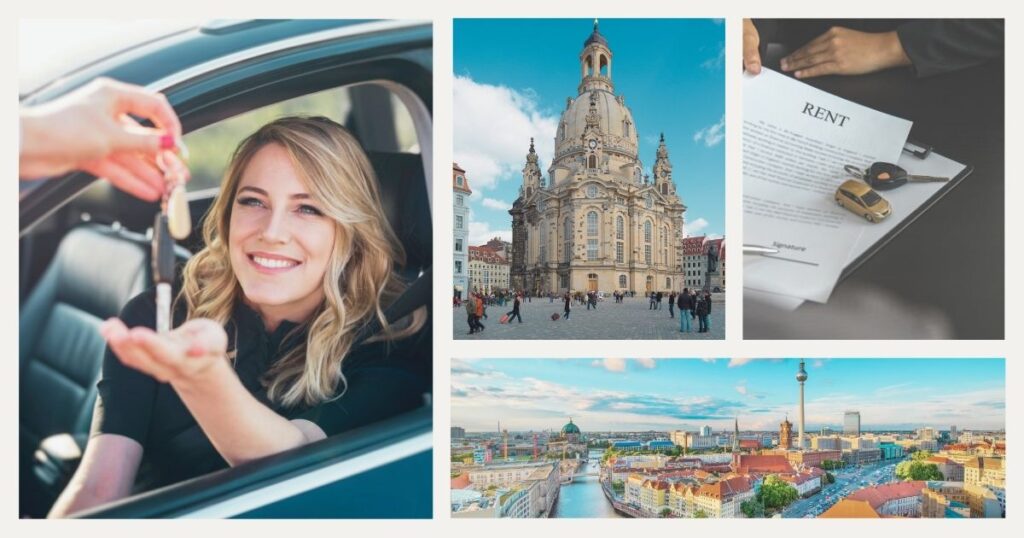 mujer joven alquilando coche en Alemania
