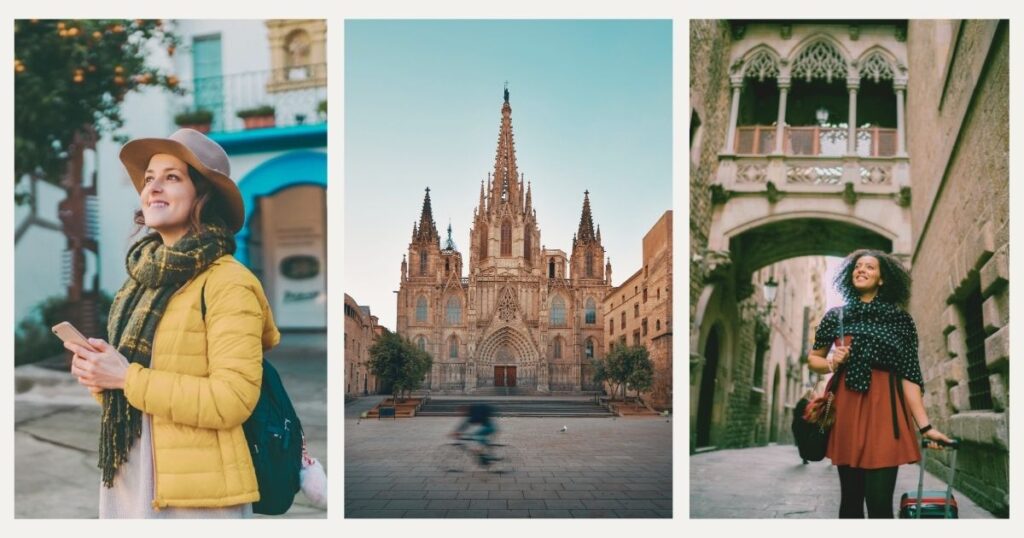 solo female travelers exploring Barcelona