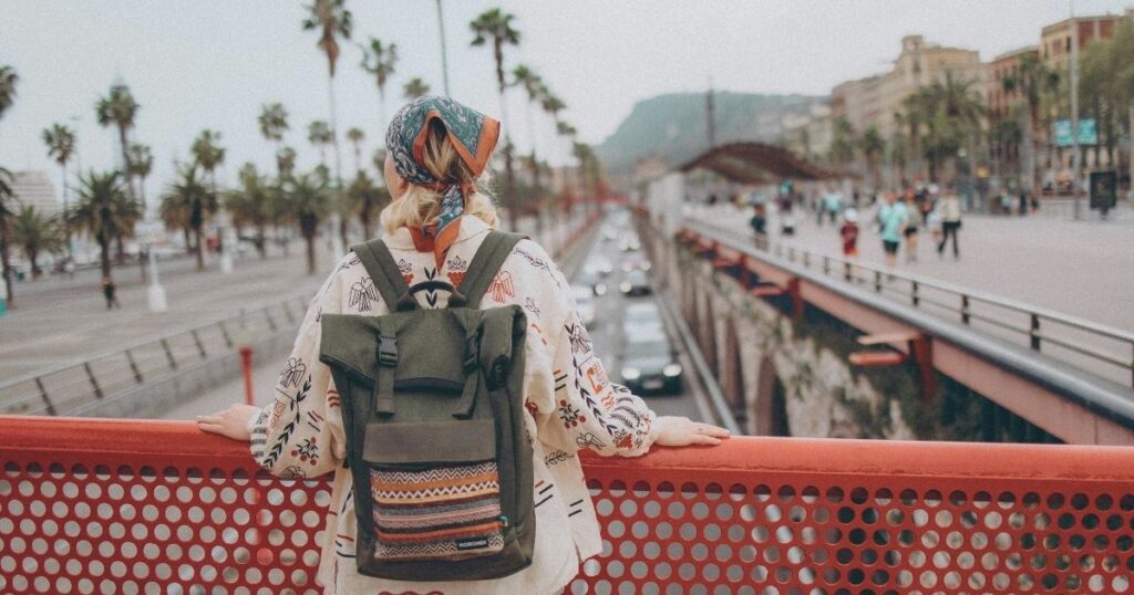 digital nomad woman visiting Barcelona