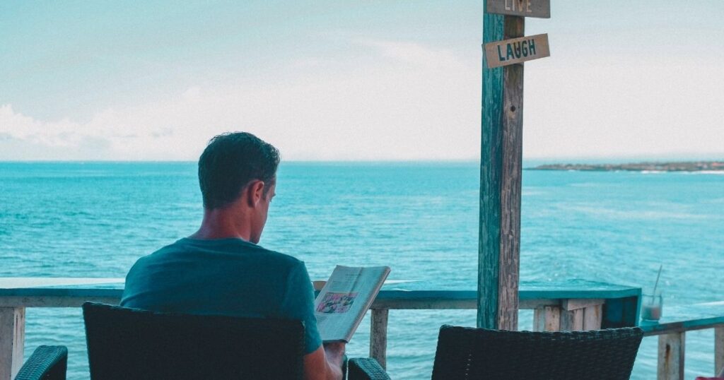 digital nomad man enjoying Ibiza