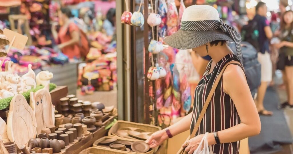 woman buying local products in Barcelona