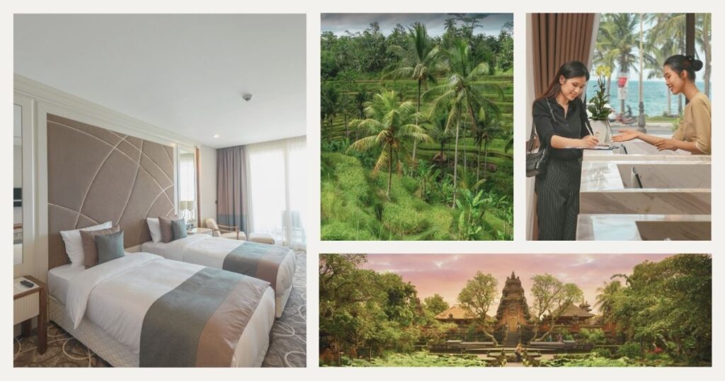 woman booking an accommodation in Bali