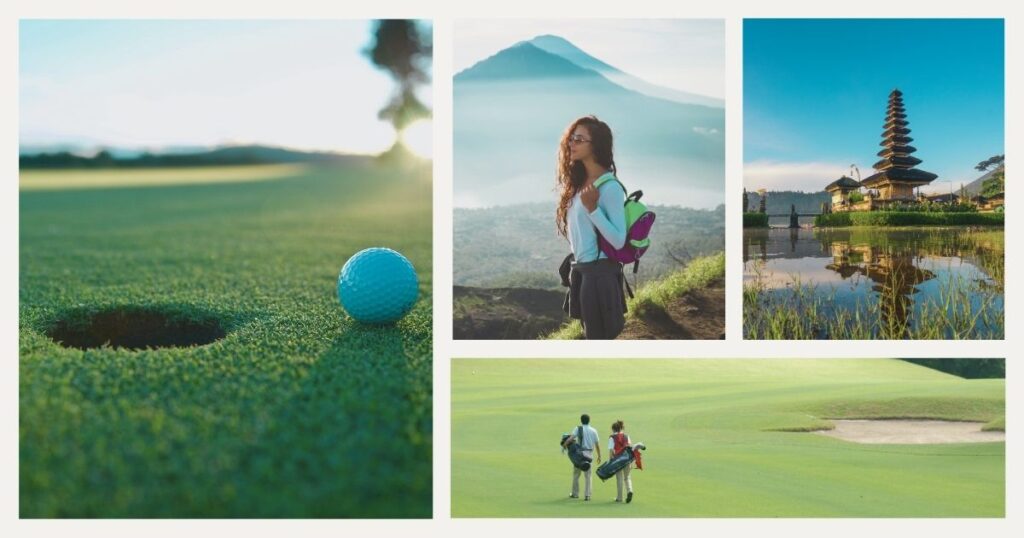 woman going to take a golf course in Bali