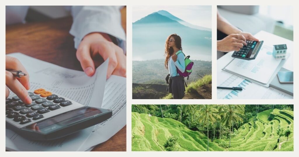 person calculating taxes in Bali