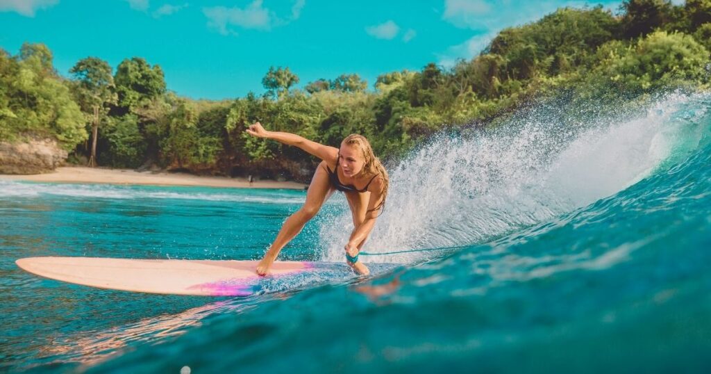 young woman enjoying beach life in Bali