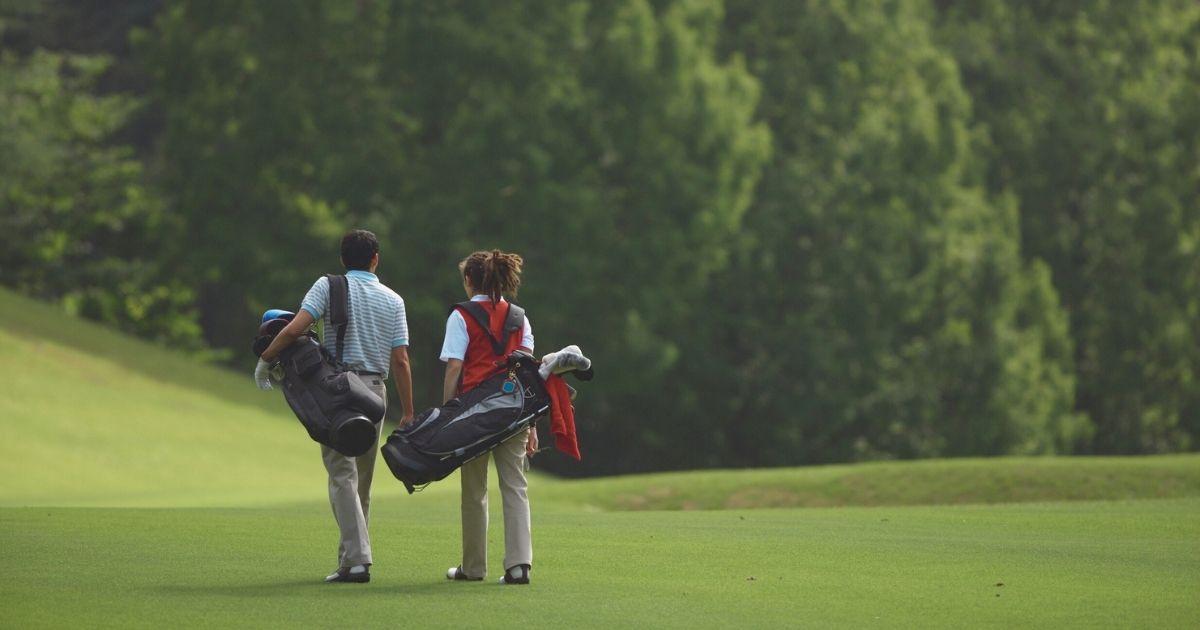 people going to a golf course in Bali