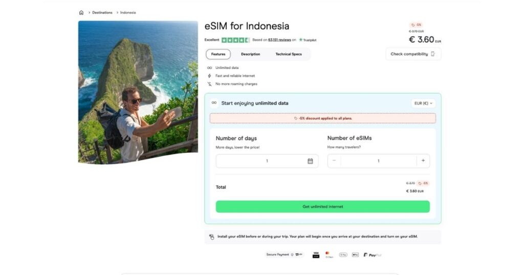 Holafly esim for Indonesia 