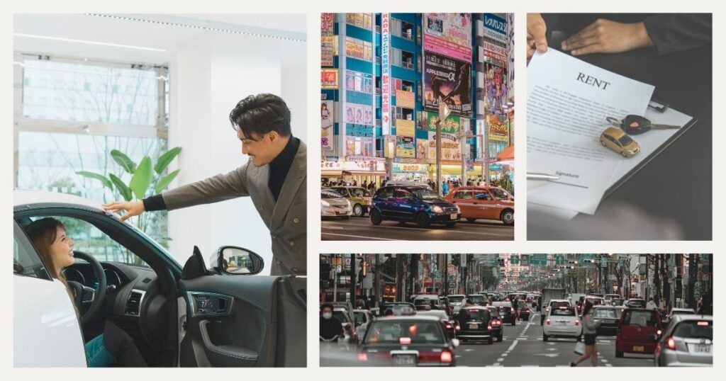 mujer escogiendo coche para alquilar en Japon