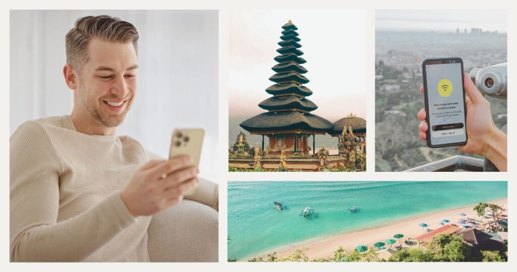 man getting an esim in Bali