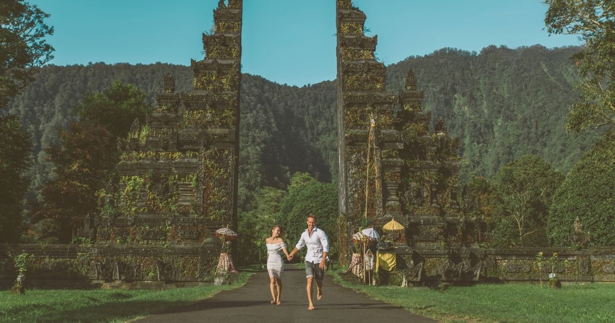 couple exploring Bali with safety