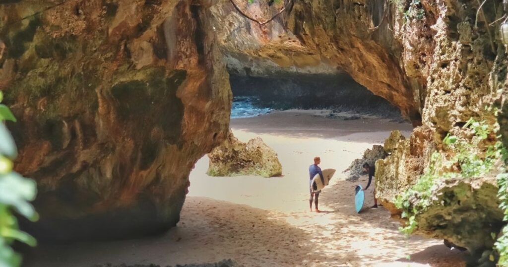two man going surfing in Bali