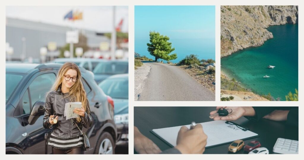 mujer joven alquilando coche en Croacia