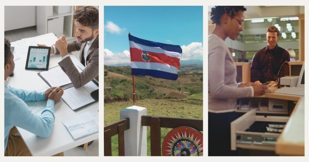 hombre utilizando banco en Costa Rica