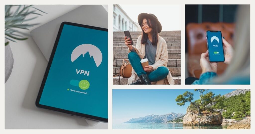 mujer sonriente usando su celular con una vpn en Croacia