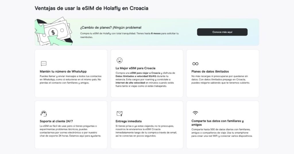 ventajas de usar la esim de Holafly para Croacia