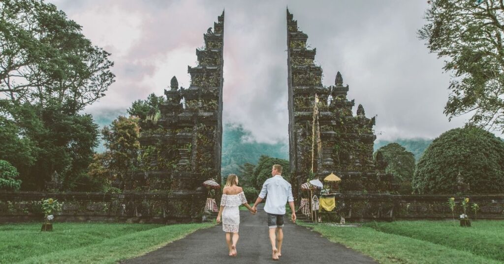 couple exploring Bali with safety