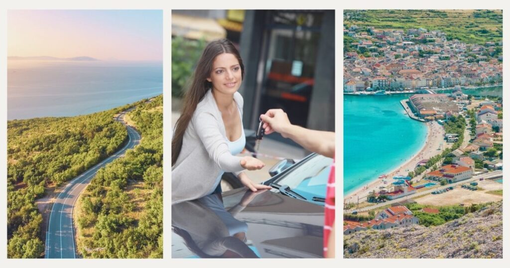 mujer joven alquilando coche en Croacia