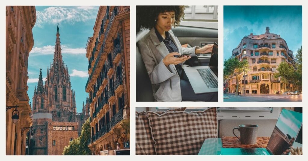 digital nomad woman working from Barcelona