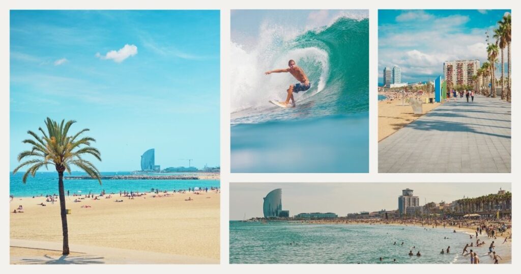 man surfing in Barcelona beach