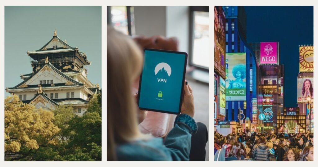 mujer usando tablet con vpn en Japón
