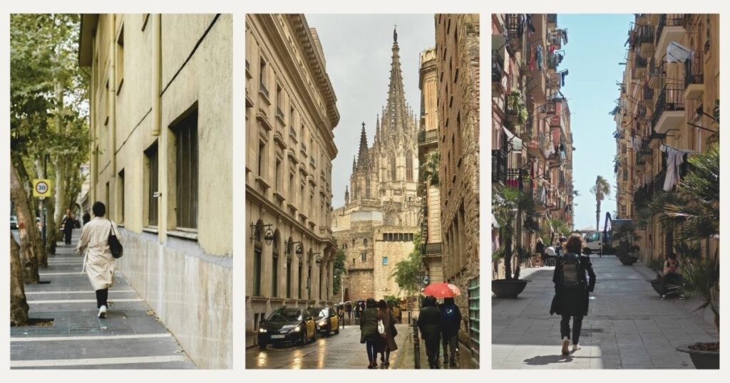 American people living the daily life in Barcelona
