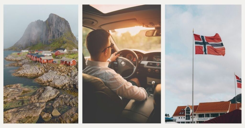 hombre conduciendo coche en Noruega