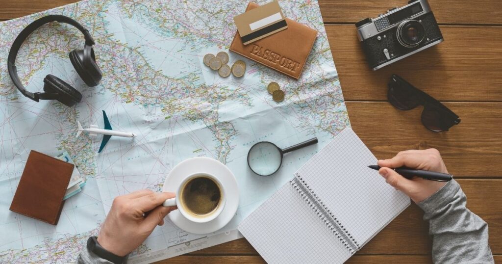 man planning travel and costs from Barcelona to Sitges
