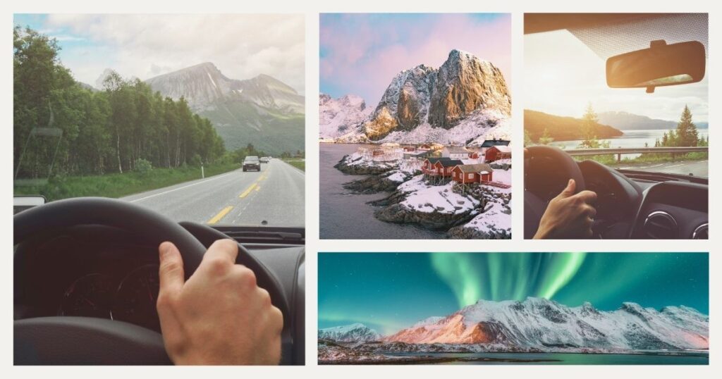 persona conduciendo un coche alquilado en Noruega