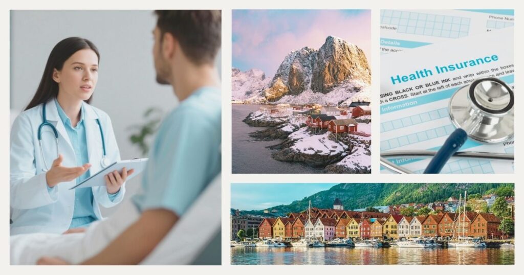 doctora atendiendo hombre enfermo con el seguro médico en Noruega
