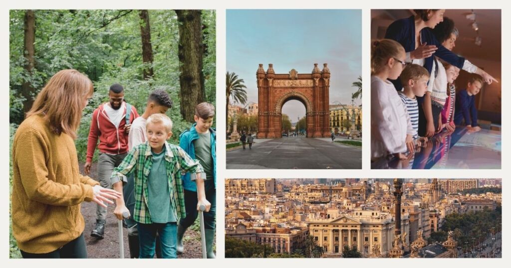 kids in a school trip to Barcelona