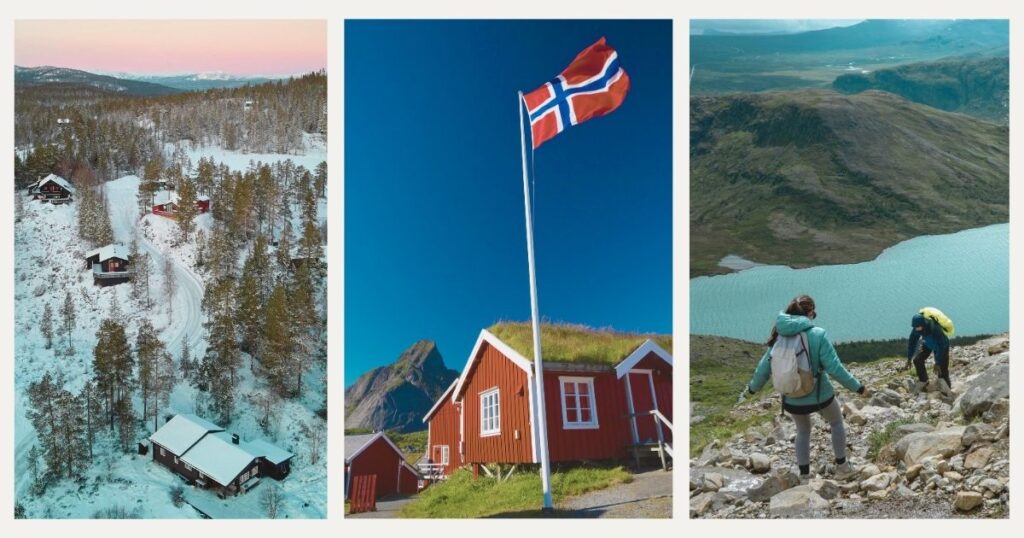 pareja explorando entornos naturales en Noruega