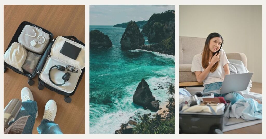 digital nomad woman packing technology things