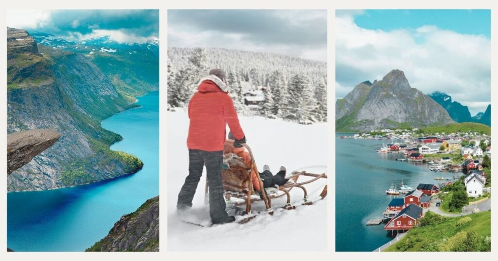 hombre disfrutando de la vida en Noruega