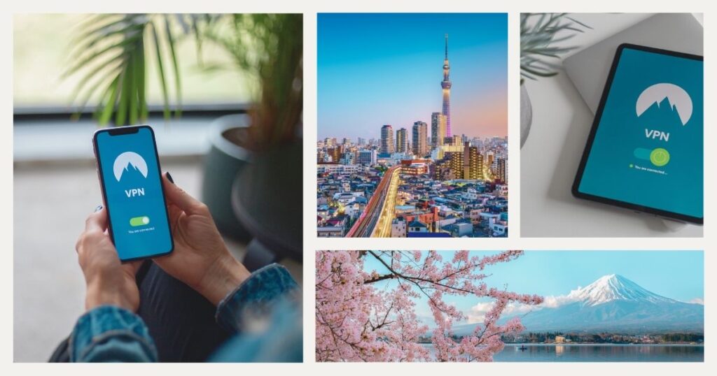 mujer usando vpn en su celular en Japón