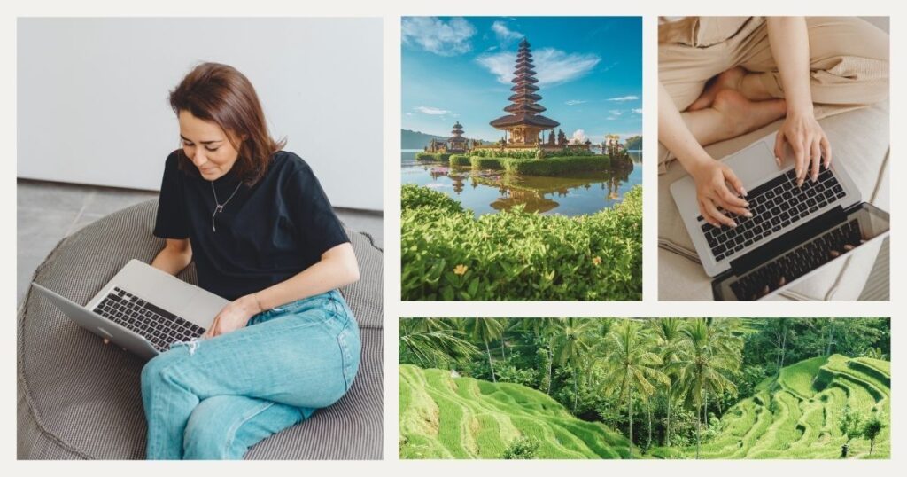 woman working on the internet in Bali