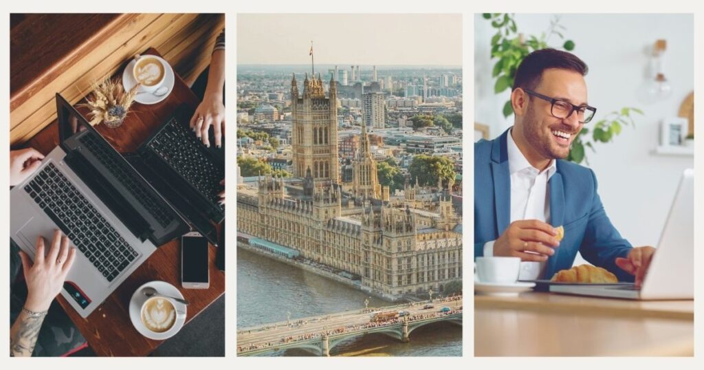people working remotely with the internet in London