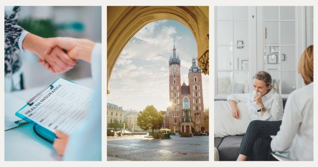 mujer enferma usando el seguro medico en Polonia