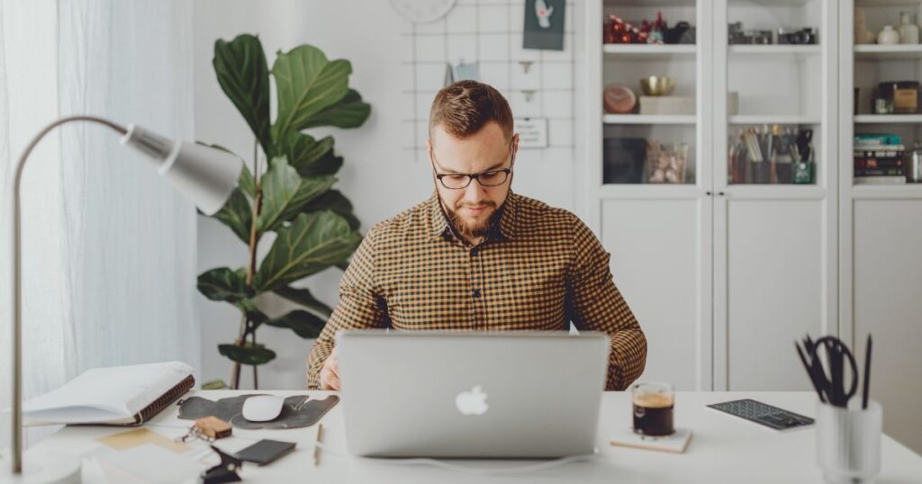 man working with the internet in Amsterdam